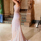Nox Anabel G1655 Lace-Up Sequin Sheer Boned Waistline Dress