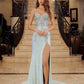 Nox Anabel G1655 Lace-Up Sequin Sheer Boned Waistline Dress