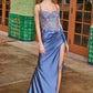 Nox Anabel G1660 Sheer Boned Floral Bodice Dress with Pleated Skirt
