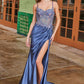 Nox Anabel G1660 Sheer Boned Floral Bodice Dress with Pleated Skirt