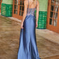 Nox Anabel G1660 Sheer Boned Floral Bodice Dress with Pleated Skirt