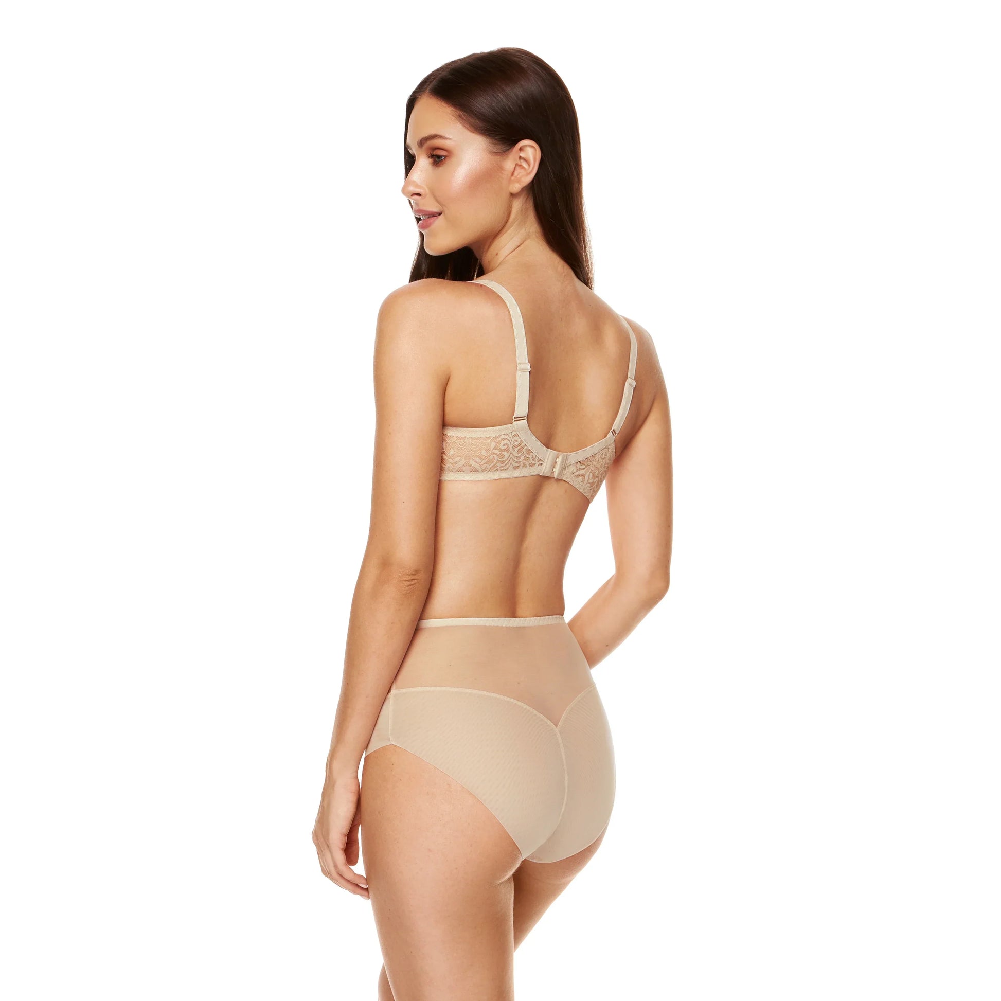 Gorteks Gabi Beige Lace High Waist Full Brief Panty-4