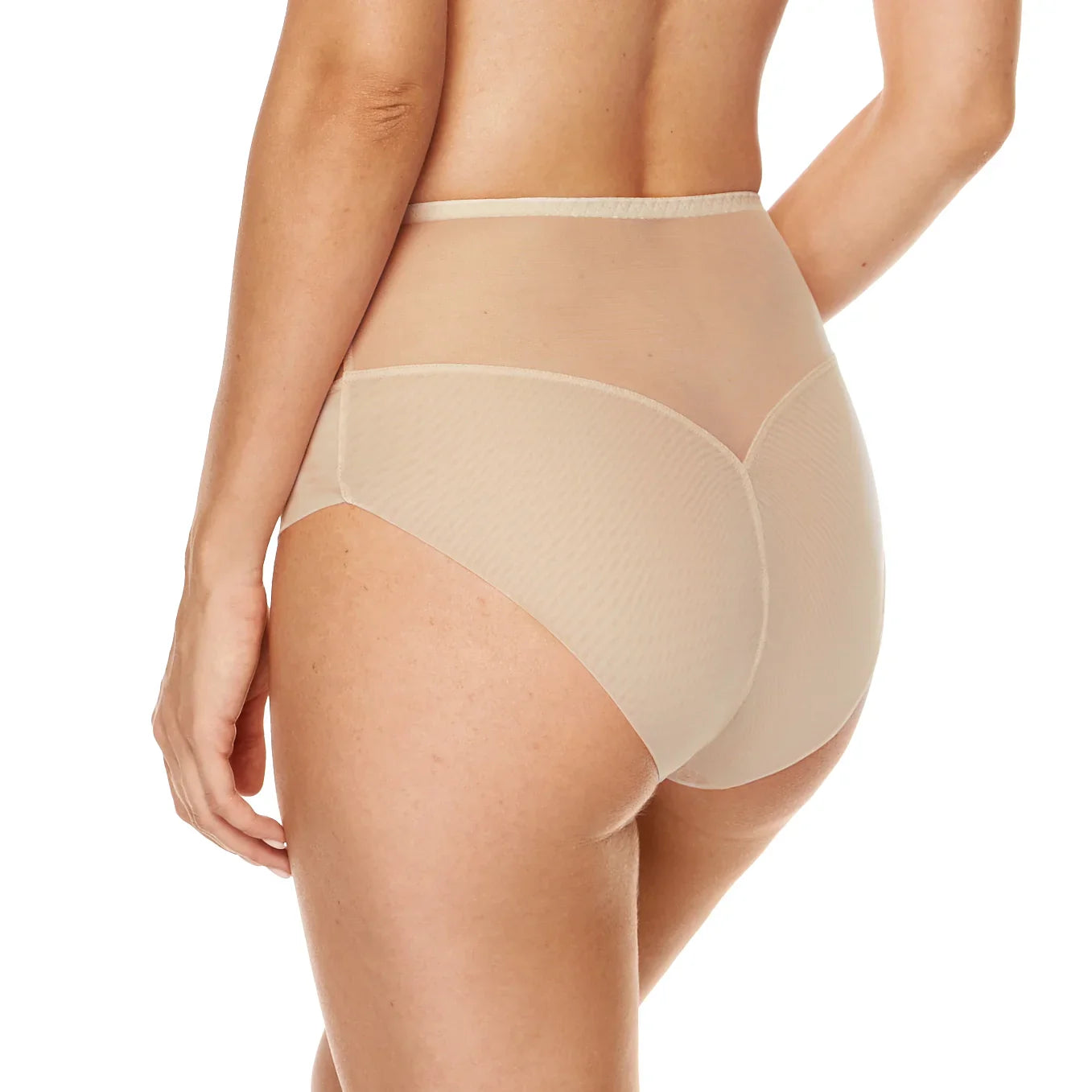 Gorteks Gabi Beige Lace High Waist Full Brief Panty-1