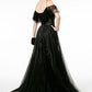 Illusion V-Neck Mesh-Layered-Top Mesh A-Line Dress - Farnelli