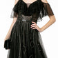 Illusion V-Neck Mesh-Layered-Top Mesh A-Line Dress - Farnelli