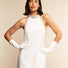 White Gabriella Italian leather opera gloves with 6-button length, unlined, elegant bridal or formal wear accessory.