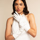 Gabriella (white) - Italian unlined 6-button length leather bridal / opera gloves