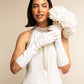 Gabriella (white) - Italian unlined 8-button length leather bridal / opera gloves