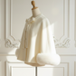Pink Bridal Cape with Faux Fur Trim (Amanda Pin06)
