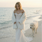 Ivory Faux Fur Oversized Bridal Jacket (Oliva Ivy07)