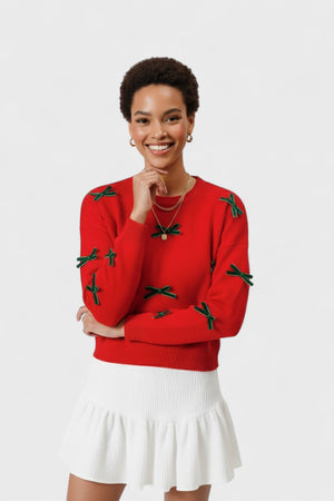Ribbon Bow Applique Sweater
