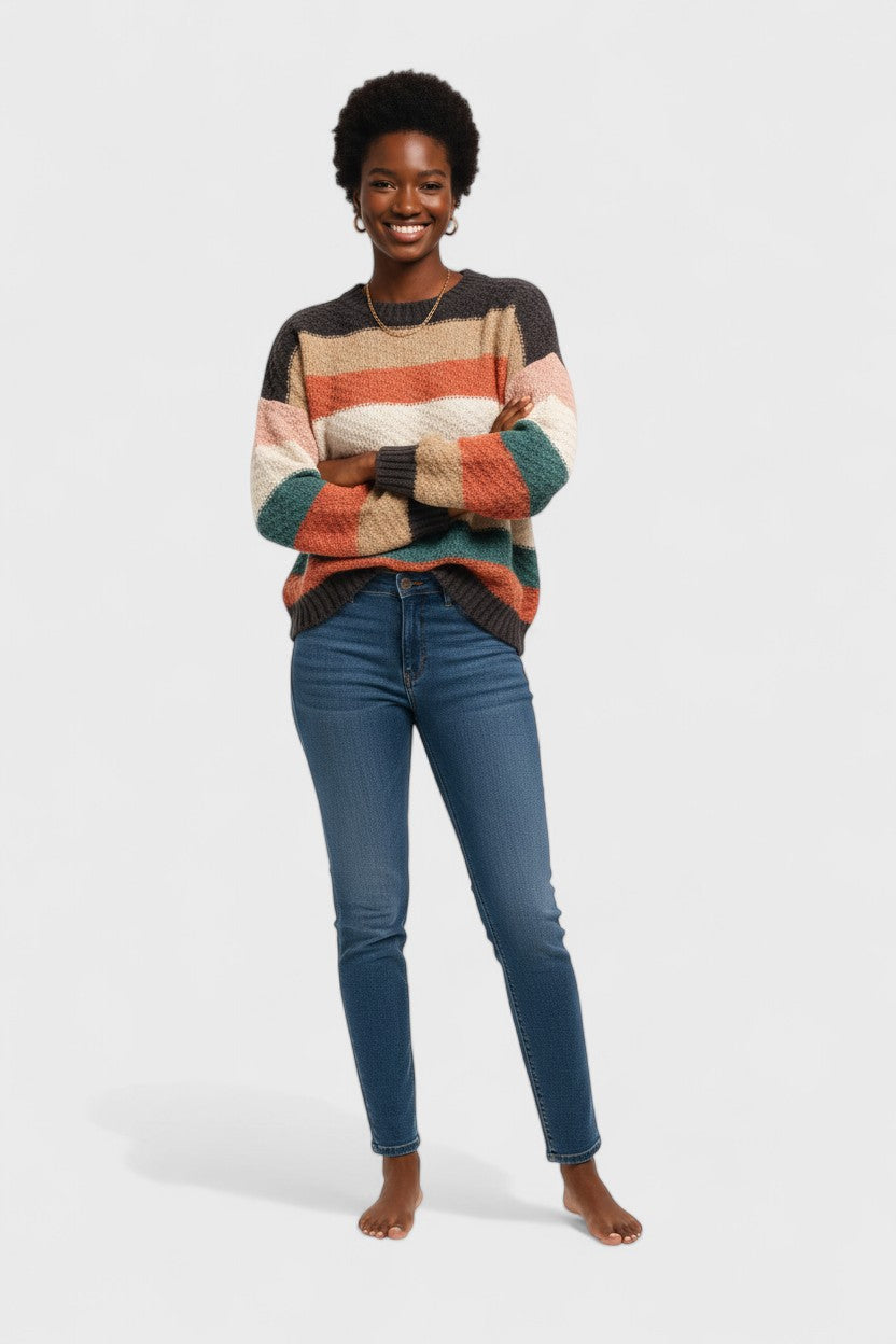 Stripes Color Block Chunky Sweater
