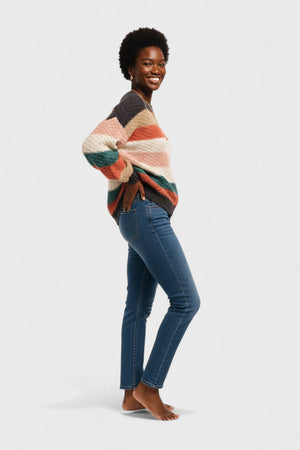 Stripes Color Block Chunky Sweater