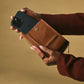Giada (cognac) - Italian women's crossbody phone wallet with shoulder strap