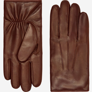 Brown Giovanni Italian lambskin leather winter gloves with cashmere lining, shown on a hand for a stylish, warm accessory.