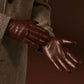 Giovanni (brown) - Classic Italian lambskin leather gloves with cashmere lining
