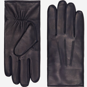 Navy blue Giovanni leather winter gloves with cashmere lining, classic Italian lambskin gloves by Leather Gloves Online.
