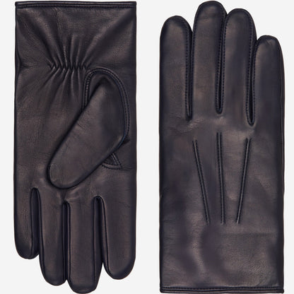 Navy blue Giovanni leather winter gloves with cashmere lining, classic Italian lambskin gloves by Leather Gloves Online.