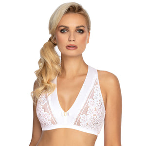 Sheer Lace Wireless Bra Top Gizela White-0