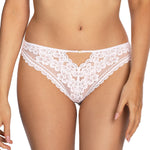 Sheer Lace Peek-a-Boo Thong Panty Gizela White-0
