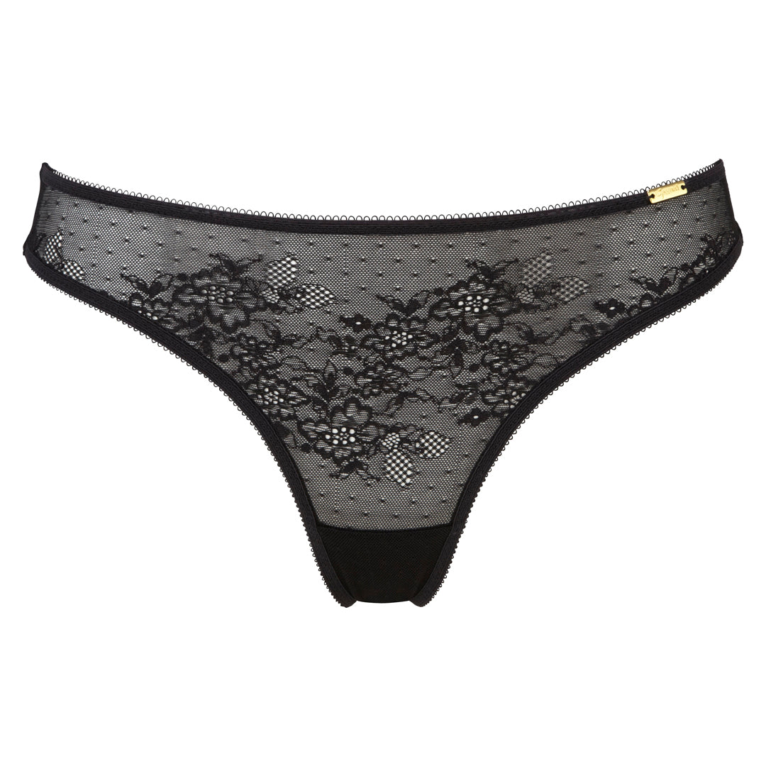 Gossard Glossies Lace Black Sheer Thong Panty-4