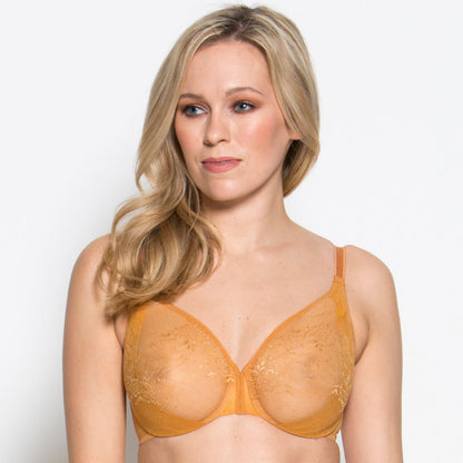 Gossard Glossies Lace Spiced Honey Sheer Molded Bra-0