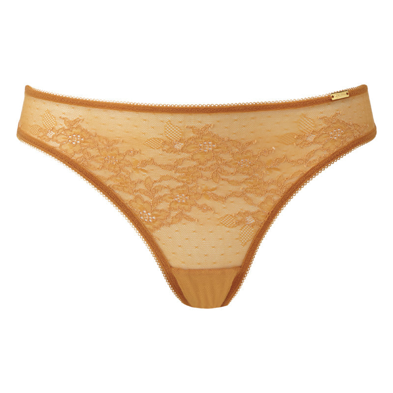 Gossard Glossies Lace Spiced Honey Sheer Bikini Panty-4