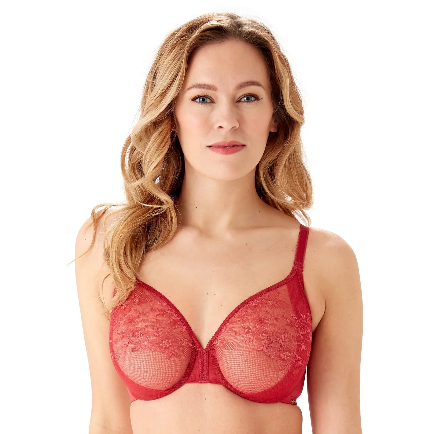 Gossard Glossies Lace Raspberry Blush Sheer Molded Bra-0