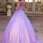 Nox Anabel H1271 Long Scoop Neckline Glitter Tulle A-Line Ballgown