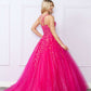 Nox Anabel H1271 Long Scoop Neckline Glitter Tulle A-Line Ballgown