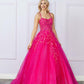 Nox Anabel H1271 Long Scoop Neckline Glitter Tulle A-Line Ballgown