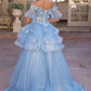Nox Anabel H1360 Off the Shoulder 3D Floral A-Line Gown Removable Skirt