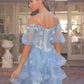 Nox Anabel H1360 Off the Shoulder 3D Floral A-Line Gown Removable Skirt