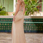 Nox Anabel H1668 Pleated Bust Off-Shoulder Sheer Waistline Dress