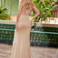 Nox Anabel H1668 Pleated Bust Off-Shoulder Sheer Waistline Dress