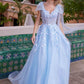 Nox Anabel H1680 Draped Tie-Up Straps Applique Tulle Dress