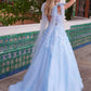 Nox Anabel H1680 Draped Tie-Up Straps Applique Tulle Dress
