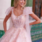 Nox Anabel H1680 Draped Tie-Up Straps Applique Tulle Dress