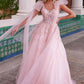 Nox Anabel H1680 Draped Tie-Up Straps Applique Tulle Dress