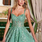 Nox Anabel H1682 A-Line Sweetheart Neckline Dress with Floral Applique