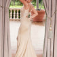 Nox Anabel H1683 Satin Strappy Back V-neck Long Dress