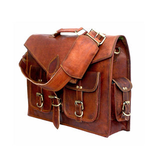Leather lawyer briefcase by Classy Leather Bags with sturdy handles and multiple compartments for professional use.