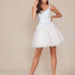 Nox Anabel H846W Short Glitter Sequin Applique White A-Line Dress