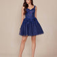 Nox Anabel H846 Short Glitter Sequin Applique A-Line Dress