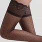 TheRanok women's Fantasy Happy polka dot stockings with silicone lace top in graphite