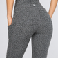 Trophy Yoga heather pocket leggings made in USA, shown in gray with side pockets