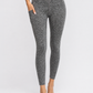 Trophy Yoga Heather Pocket Leggings in gray, made in USA, side view with pocket detail