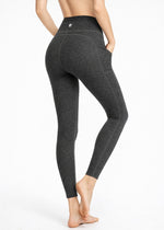 Trophy Yoga Heather Pocket Leggings made in USA, gray athletic leggings with side pockets