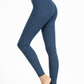 Trophy Yoga heather pocket leggings made in USA, shown in a neutral heather color with side pockets