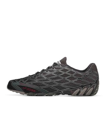 Black Adidas x Bad Bunny Mens F50 footwear shown from a side view, featuring sleek design and brand logo on the lateral side.